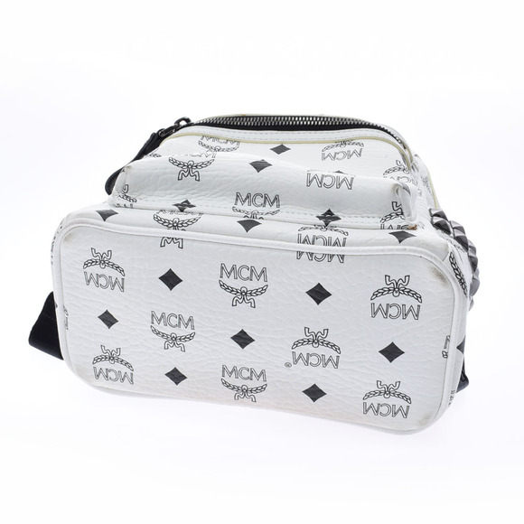 MCM Backpack Studded White Calfskin Daypack by - Picture 4 of 12